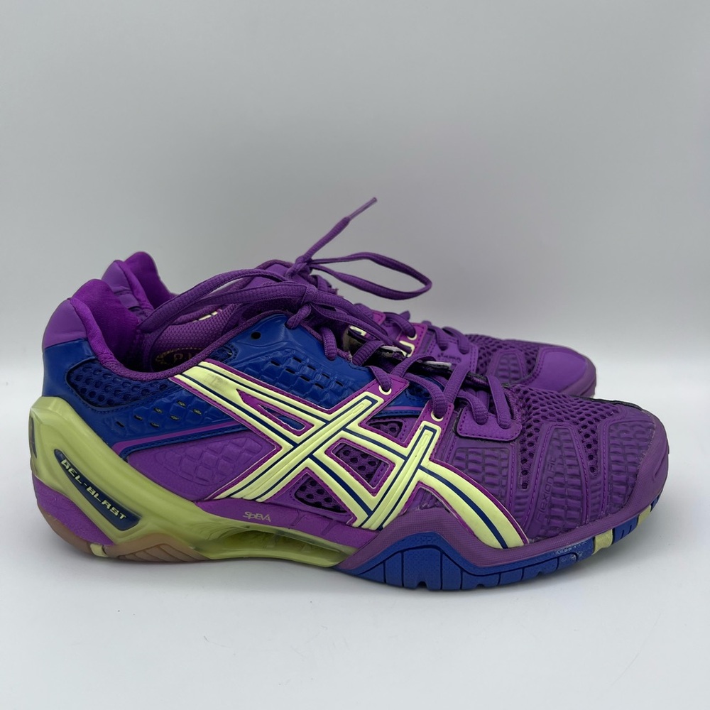 Asics Gel-Blast 5 Purple‎ Blue Lime Indoor Court Shoes E358Y Womens Sneakers